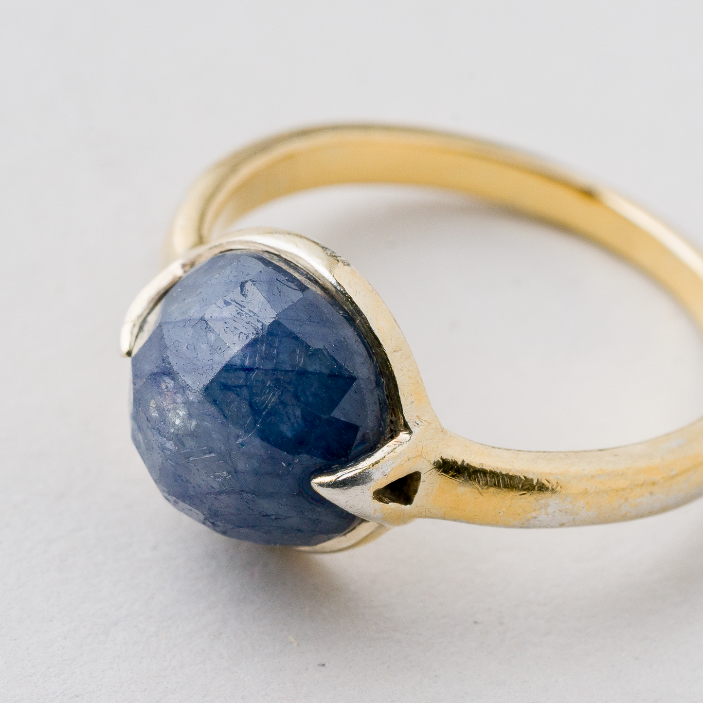 Ring Blauer Stein 3,56 g 925er Silber vergoldet Größe 55 (17,5 mm Ø)3
