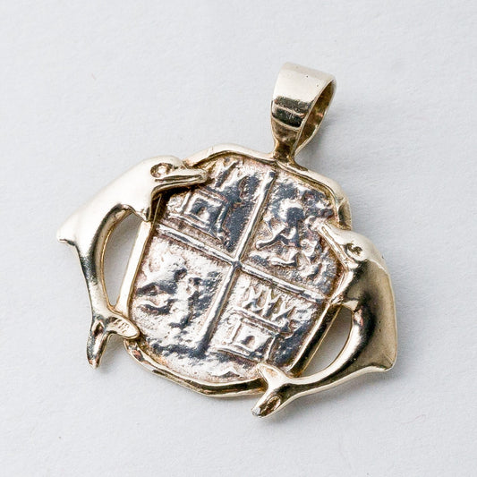 Silber Anhänger Kettenanhänger Wappen mit Delfinen 3,42 g0