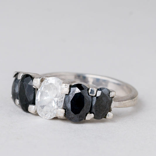 Ring Weißer Stein 5,13 g 925er Silber Größe 57 (18,1 mm Ø)0