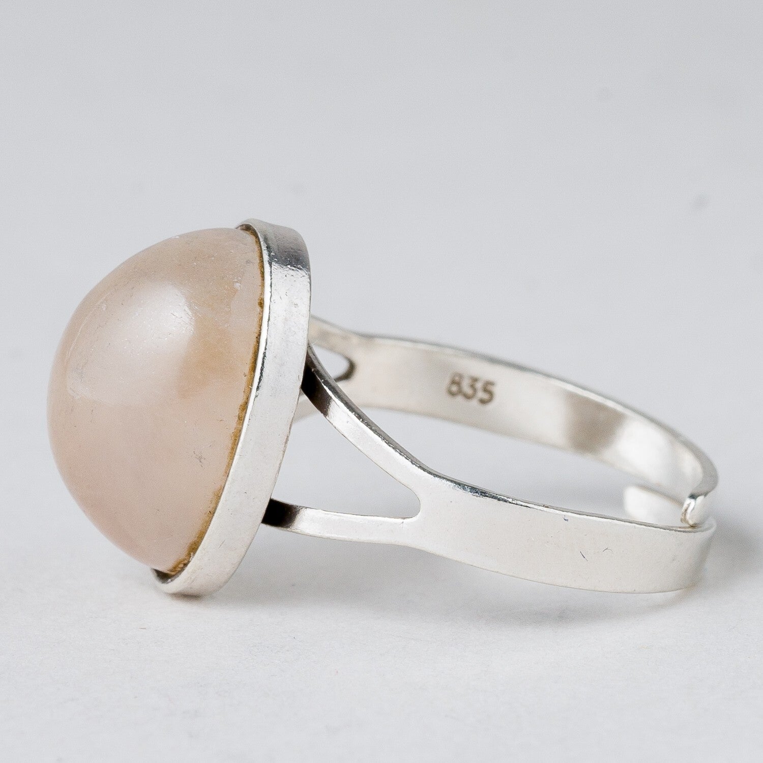 Silber Ring 835 Weißer Stein Größe flexibel ca. 57 4,16 g4