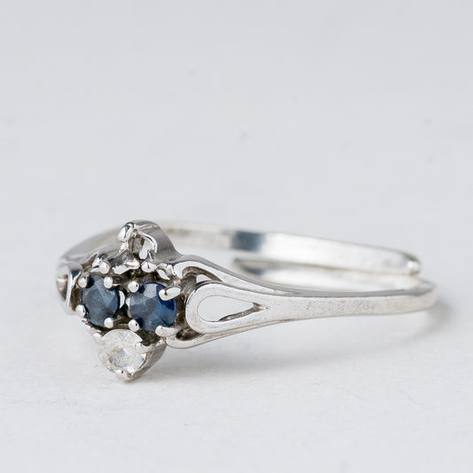 Silber Ring 925 Blaue Steine Größe flexibel ca. 53 1,63 g0