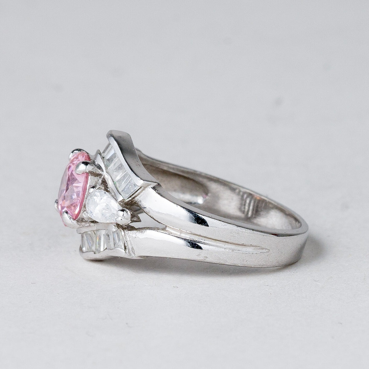 Silber Ring 925 Rosa Stein Größe 57 (18,1 mm Ø) 5,5 g4