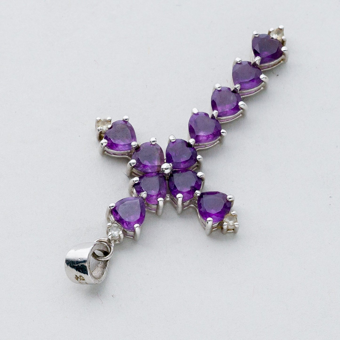 Silber Anhänger Kettenanhänger 925 Kreuz Lila Steine 4,53 g2