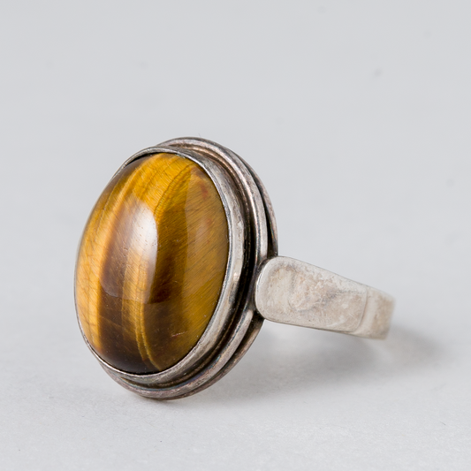 Ring Brauner Stein 835er Silber 3,95 g Größe 55 (17,5 mm Ø)0