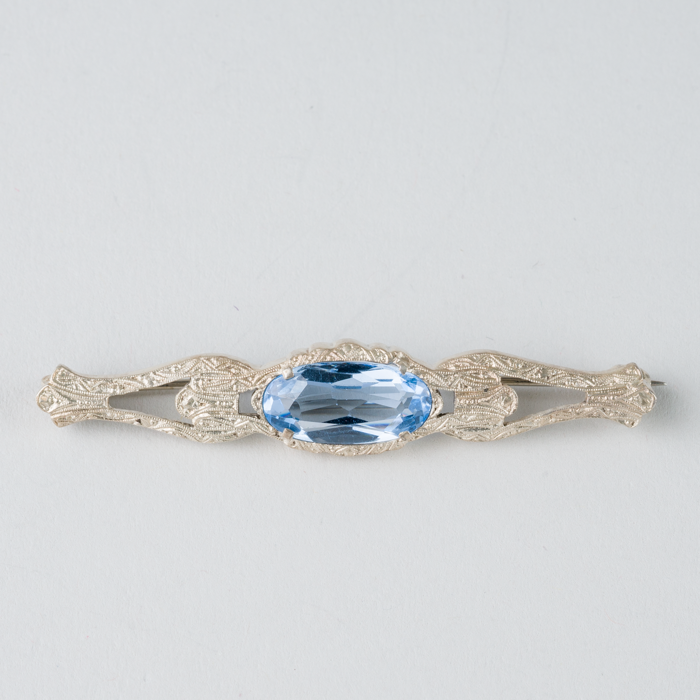Brosche mit blauem Stein 835er Silber 5g0