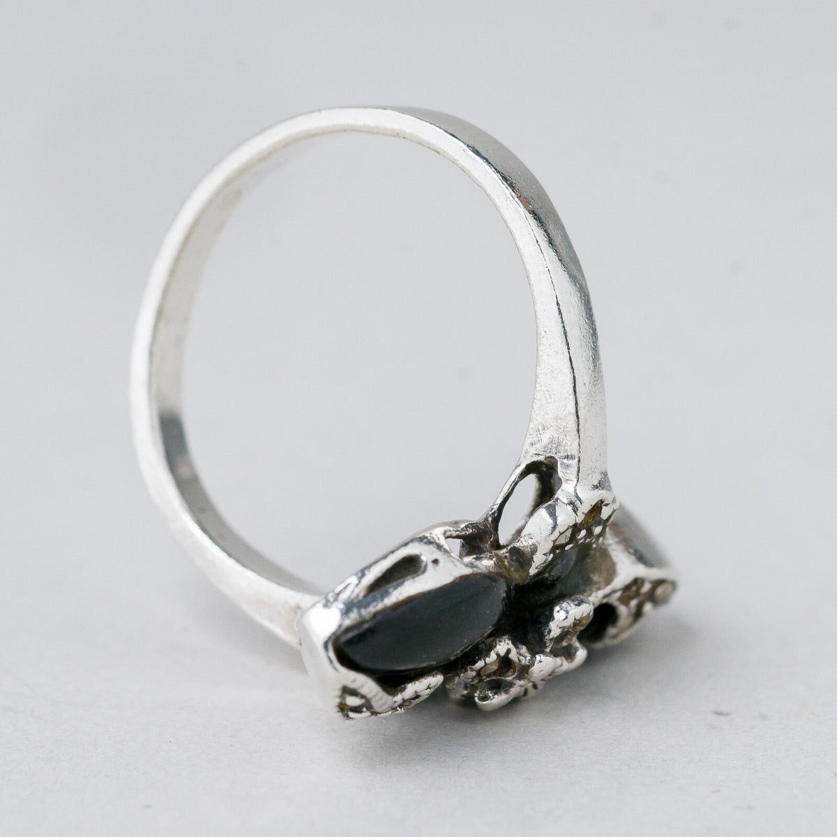 Silber Ring 925 Schwarzer Stein Größe 57 (18,1 mm Ø) 5,51 g5