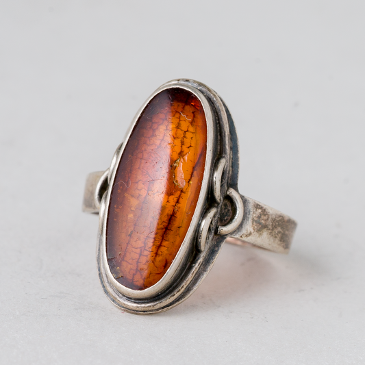 Ring Bernstein 835er Silber 4,08 g Größe 57 (18,1 mm Ø)0