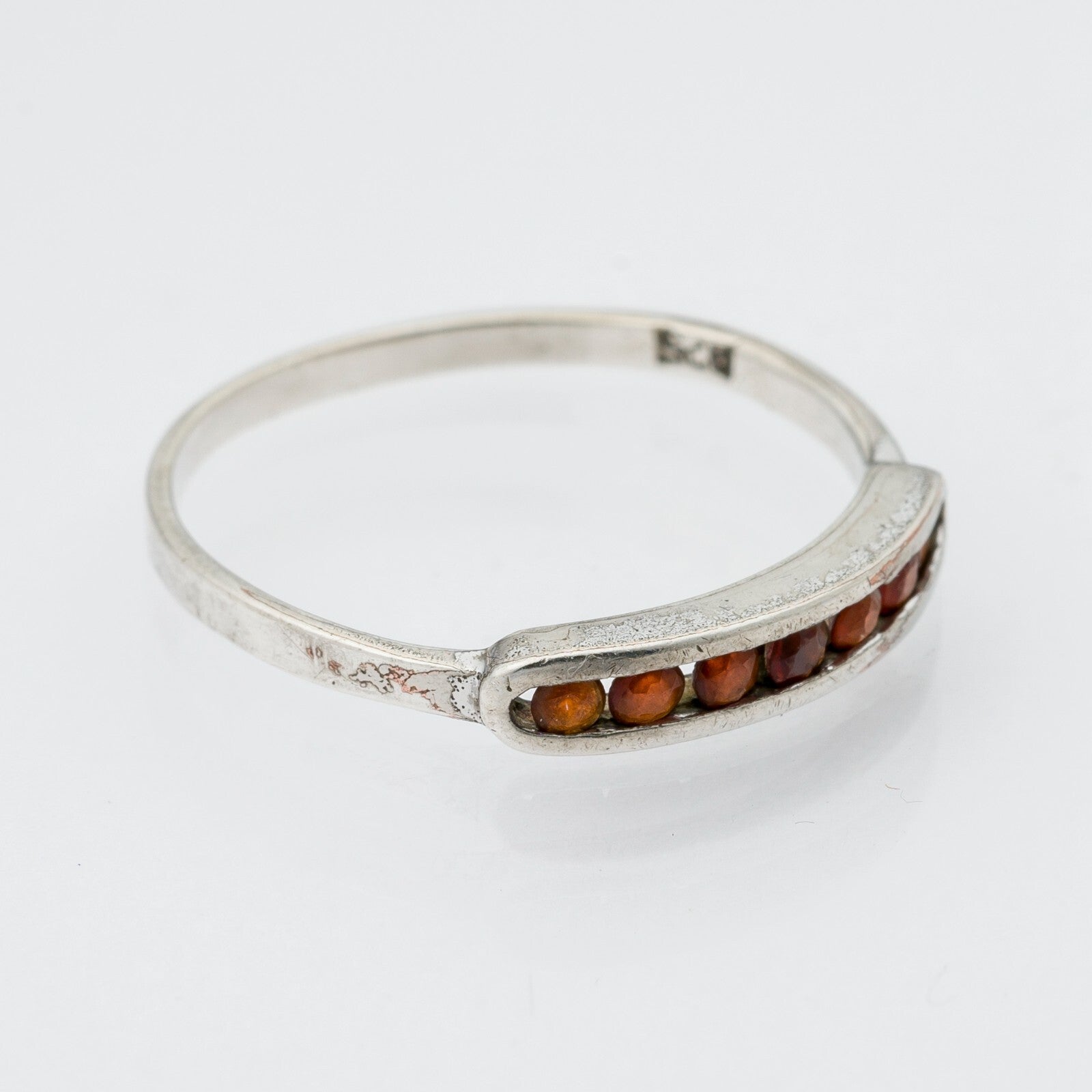 Silberring Orange Steine 925er Silber 1,3 g Größe 57 (18,1 mm Ø)1