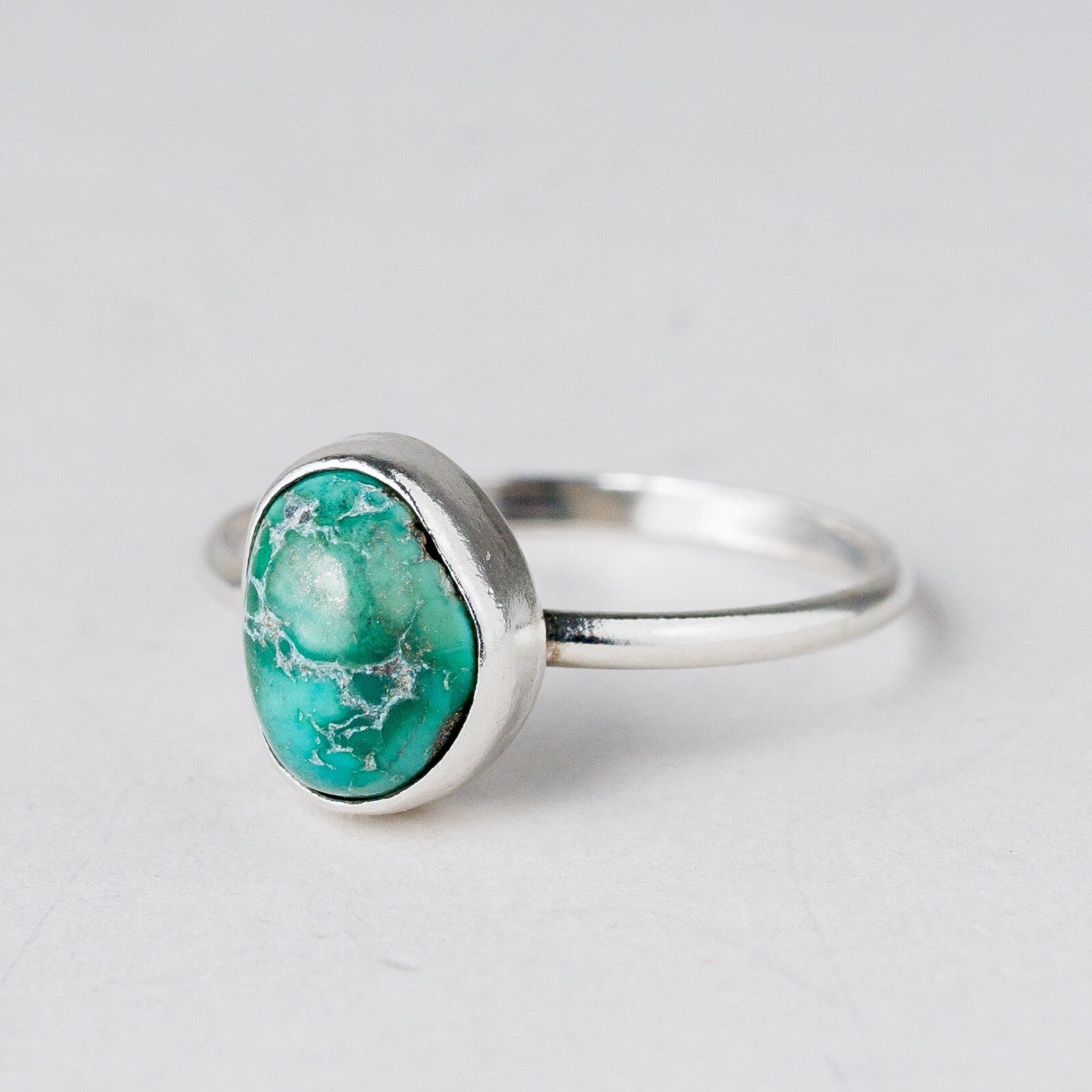 Silber Ring Grüner Stein Größe 56 (17,8 mm Ø) 1,37 g0