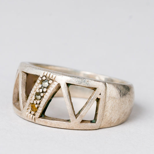 Ring Weiße Steine 5,94 g 925er Silber Größe 58 (18,4 mm Ø)0