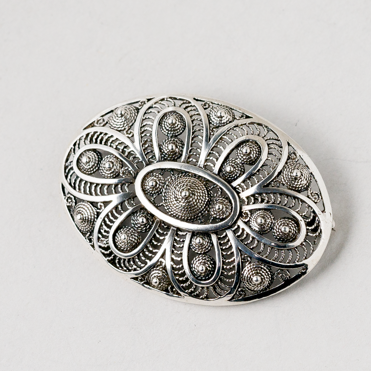 Brosche 835er Silber 8,82 g 4,5 cm0