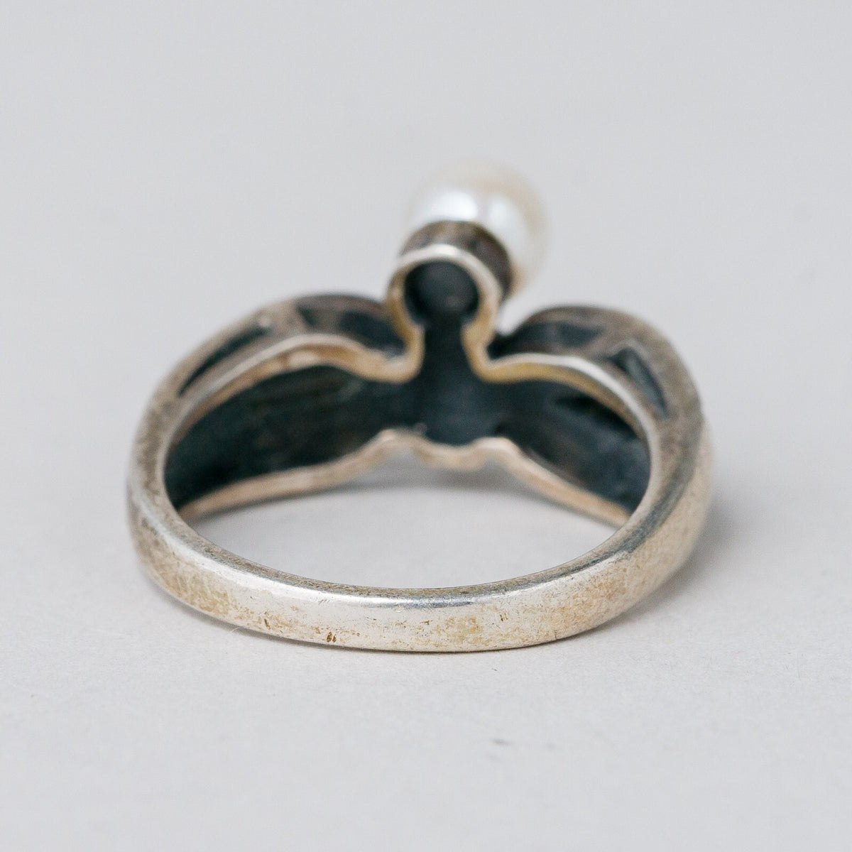 Silber Ring 925 Perle Graue Steine Größe 54 (17,2 mm Ø) 4,54 g4