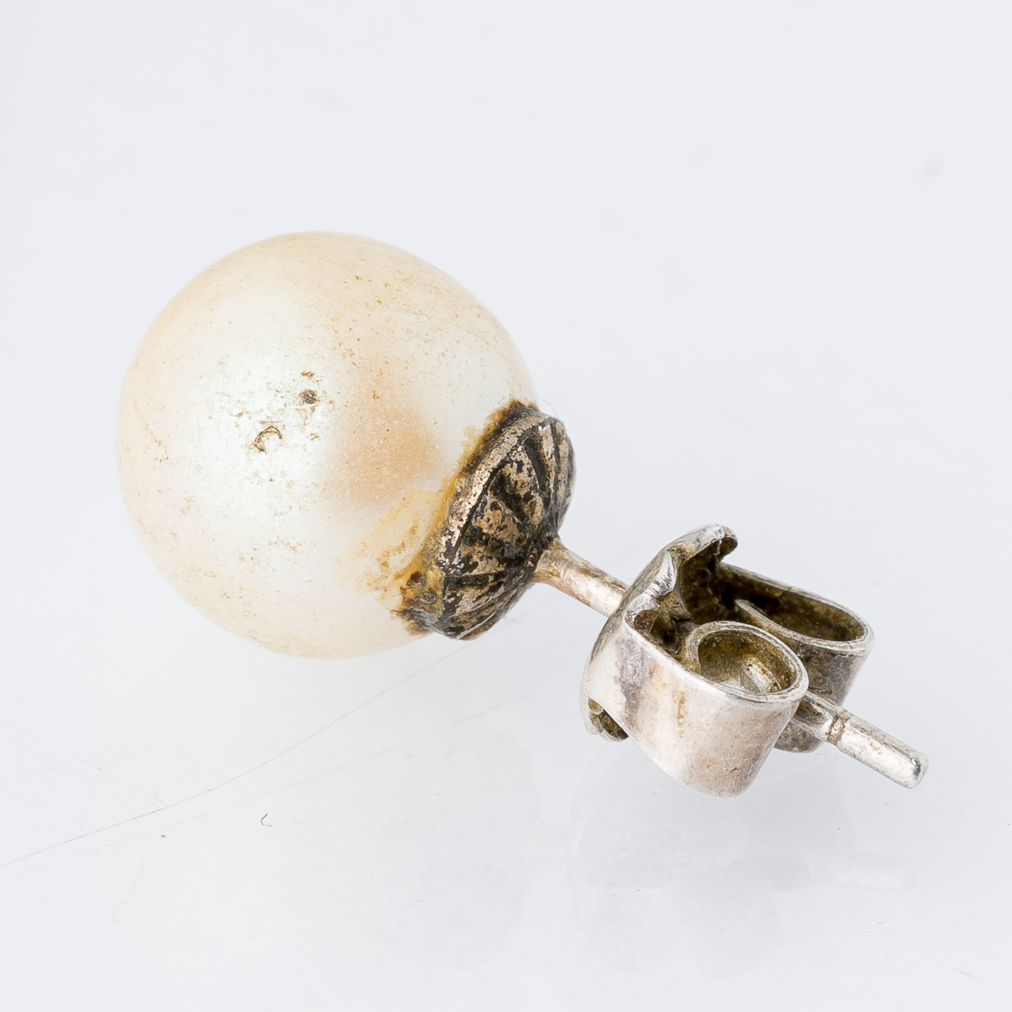 Einzelner Ohrring Ohrstecker Perle Silber 0,85 g1