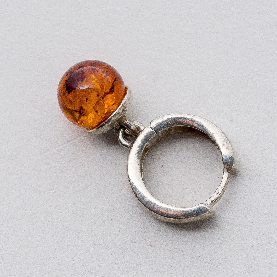 Einzelner Ohrring Hängeohrring Silber Bernstein 1,93 g1