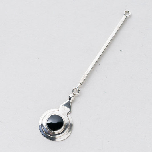 Silber Anhänger Kettenanhänger 925 Schwarzer Stein 1,72 g0