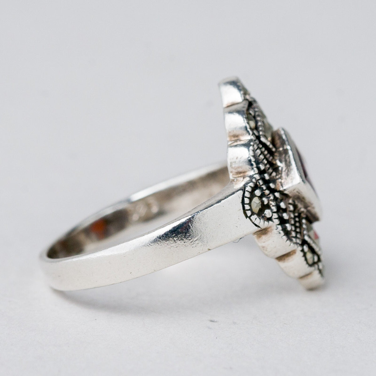 Silber Ring 925 Roter Stein Größe 57 (18,1 mm Ø) 3,99 g2