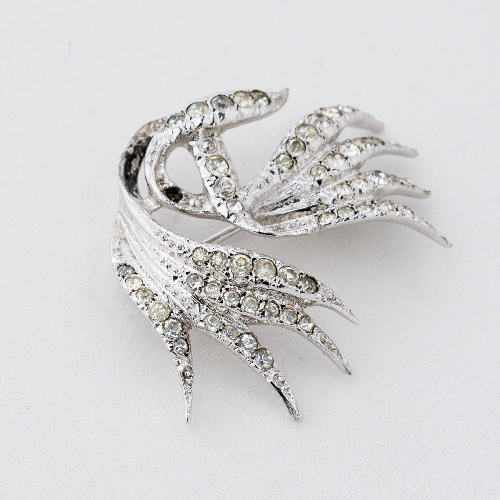 Silber Brosche 925 Weiße Steine 9 g1