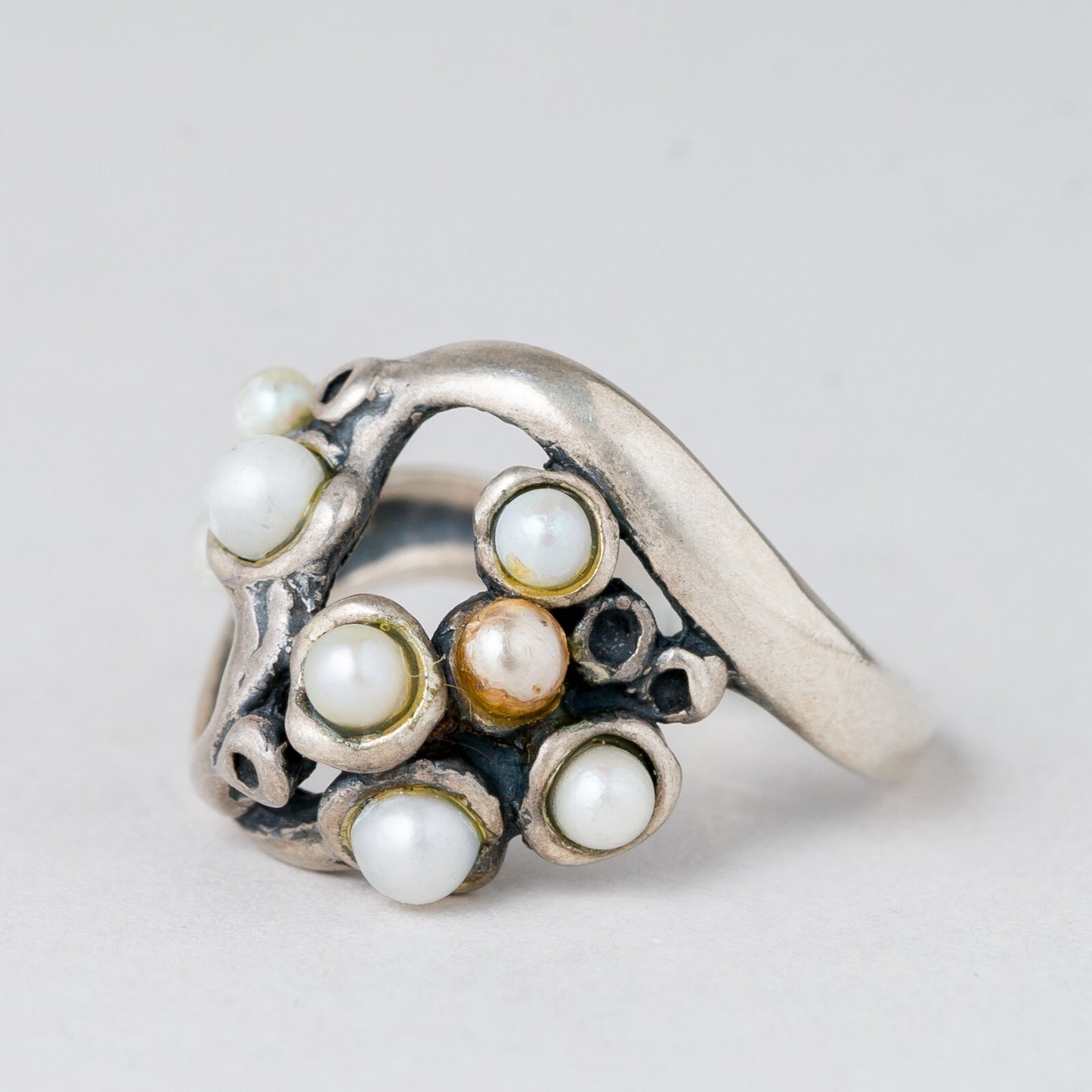 Ring Perlen 4,6 g Silber Größe 54 (17,2 mm Ø)0