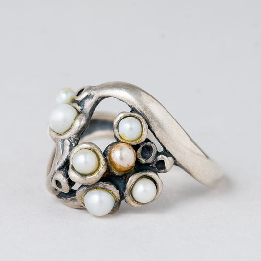 Ring Perlen 4,6 g Silber Größe 54 (17,2 mm Ø)0