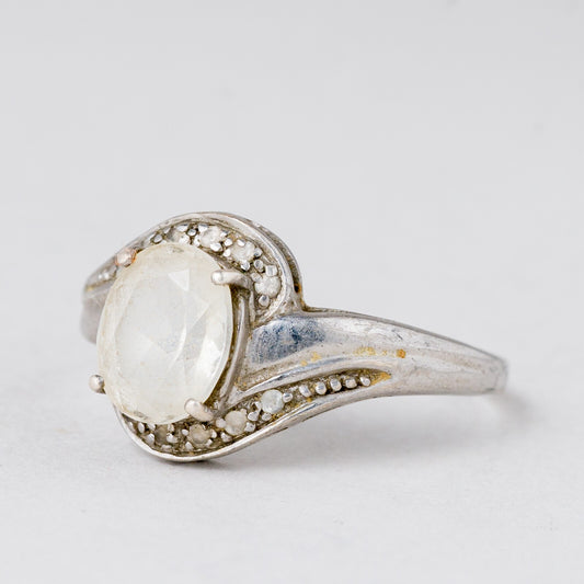 Ring Weißer Stein 3,37 g 925er Silber Größe 60 (19,1 mm Ø)0