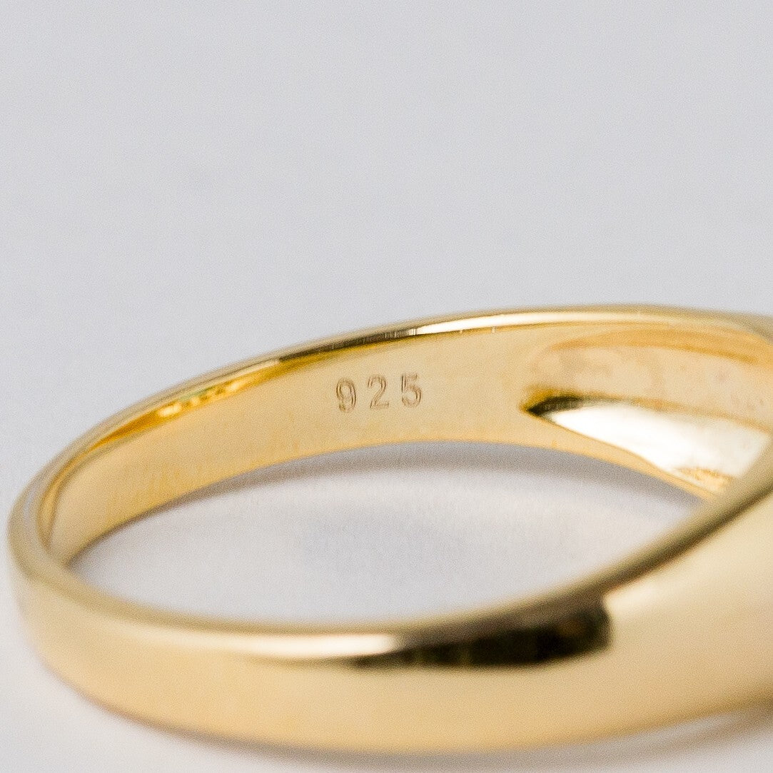 Silber Ring 925 Vergoldet Grüner Stein Größe 63 (20,0 mm Ø) 3,98 g7