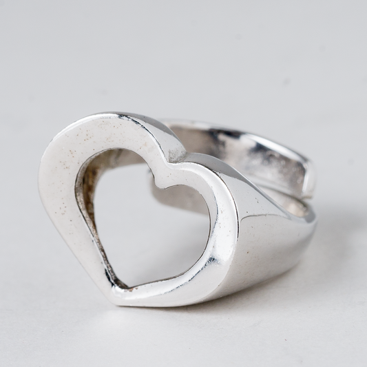 Ring Herz 835er Silber 7,47 g Größe flexibel0