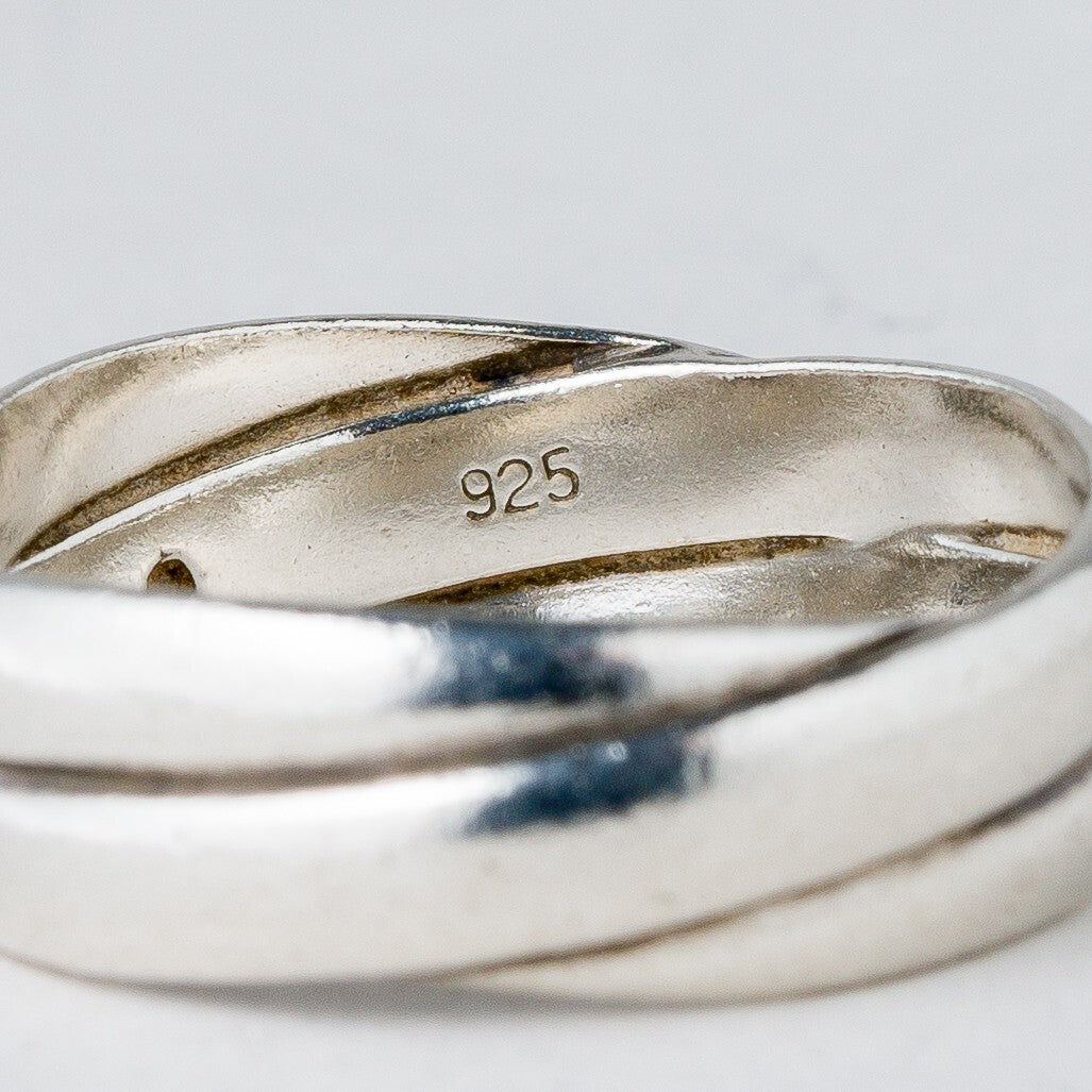 Silber Ring 925 Weiße Steine Größe 59 (18,8 mm Ø) 4,58 g6