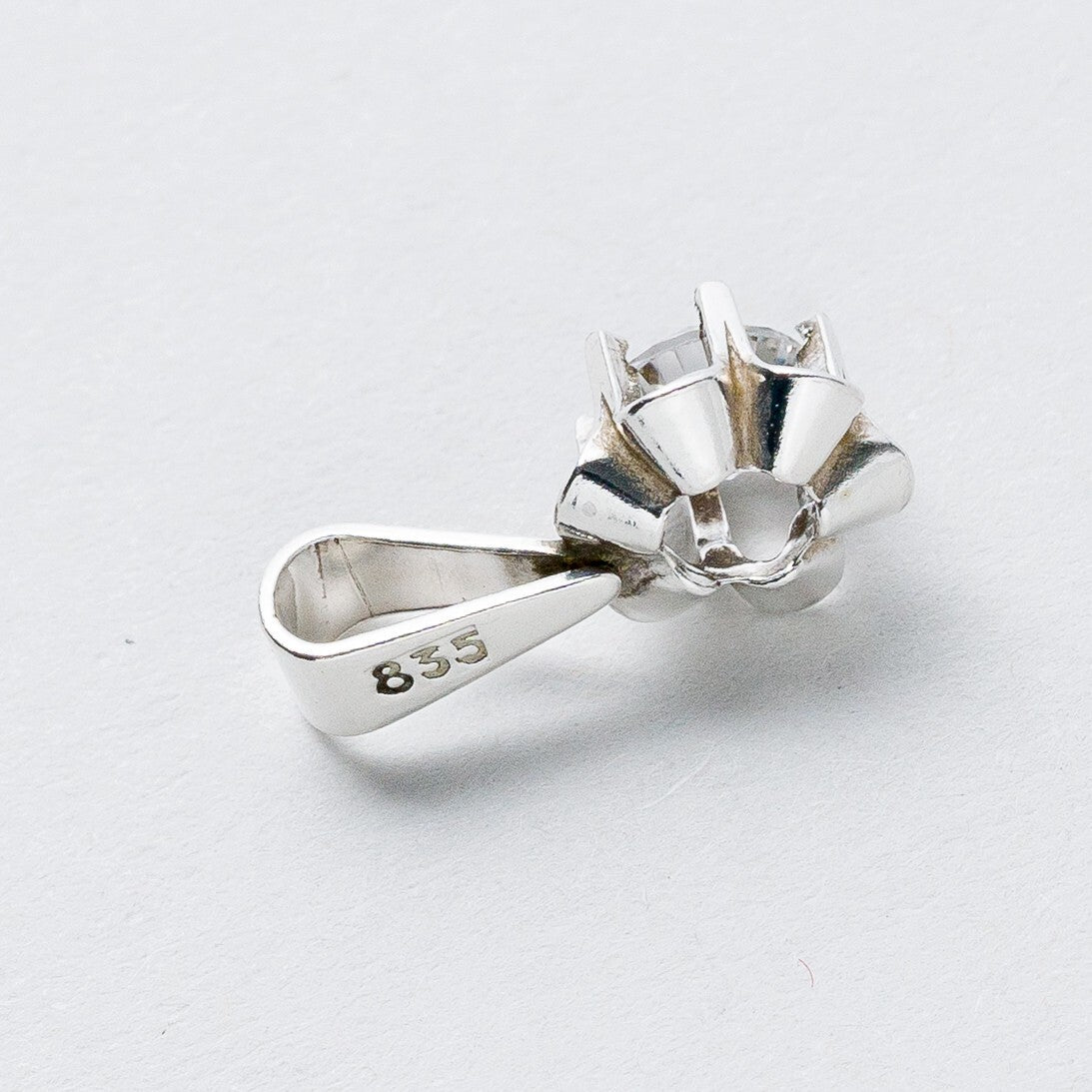 Anhänger 835 Silber Weißer Stein 1,5 cm 0,7 g3