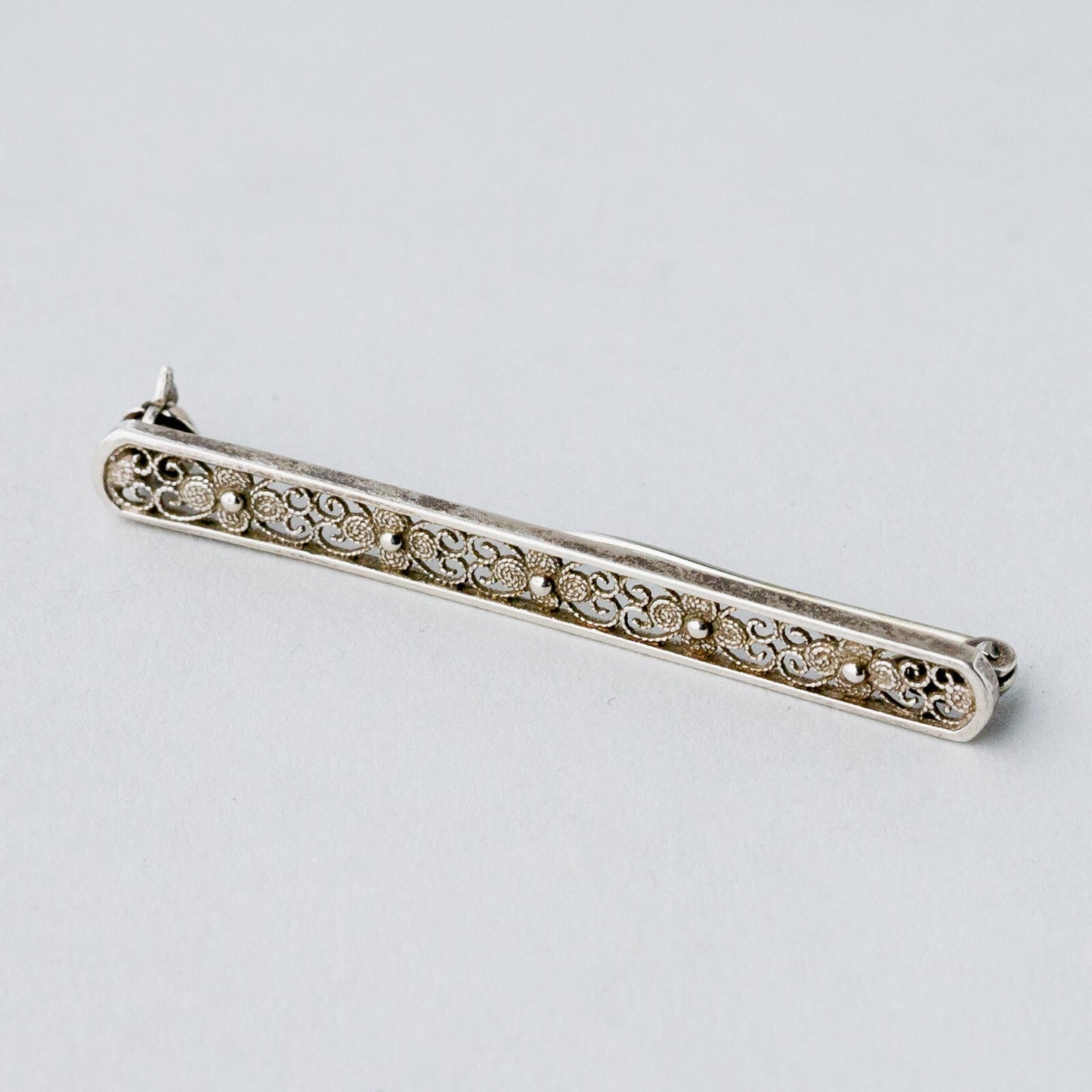 Silber Brosche Spange 835 Floral Filigran 2 g0