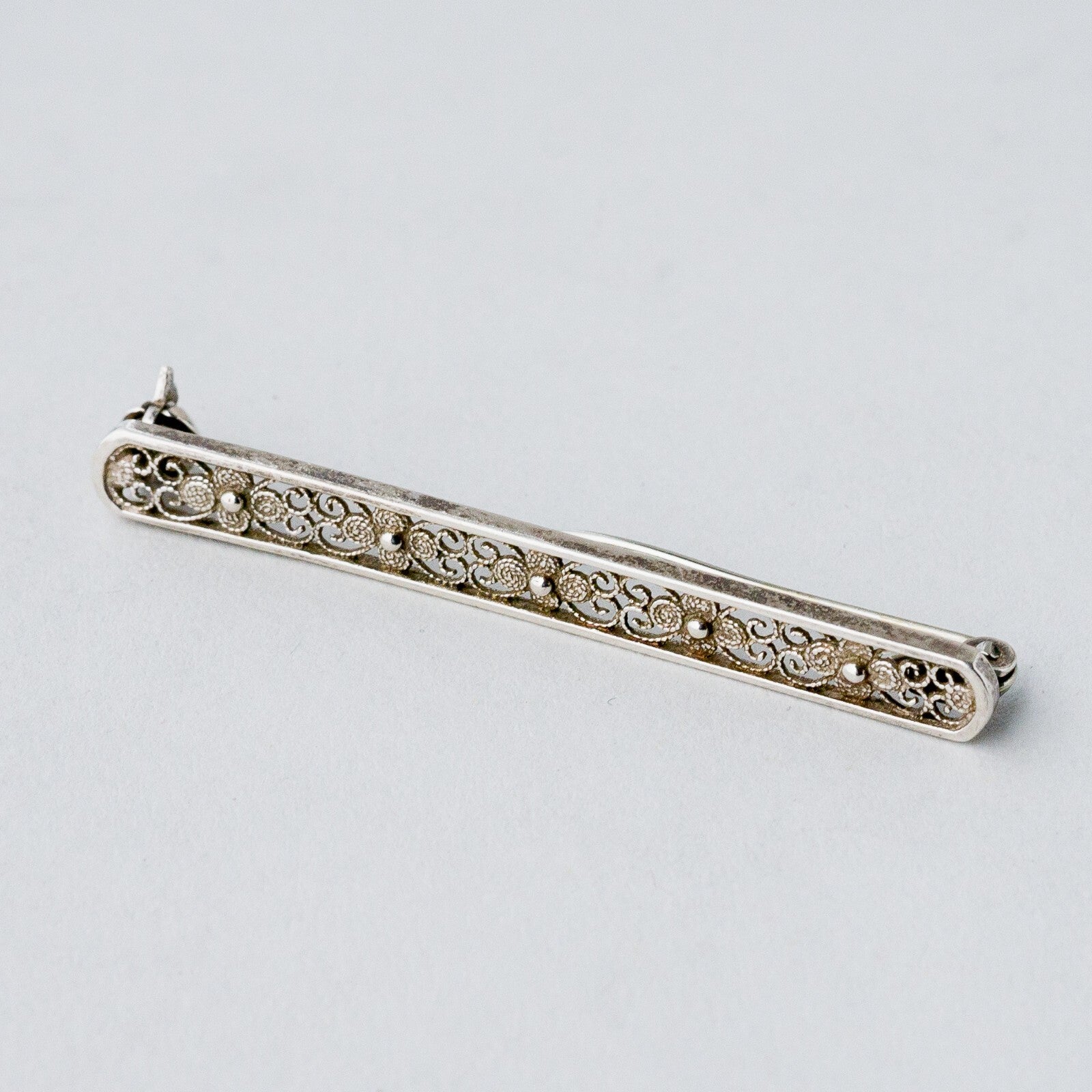 Silber Brosche Spange 835 Floral Filigran 2 g0