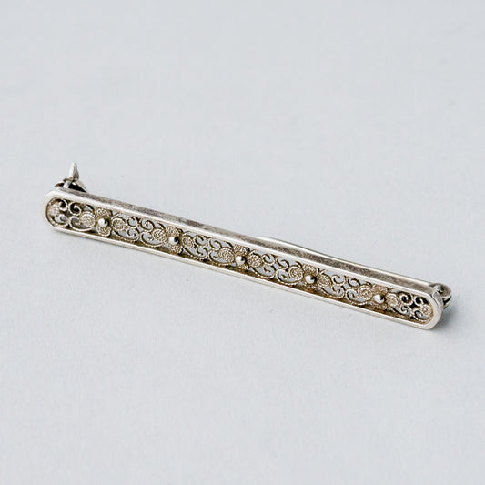 Silber Brosche Spange 835 Floral Filigran 2 g0