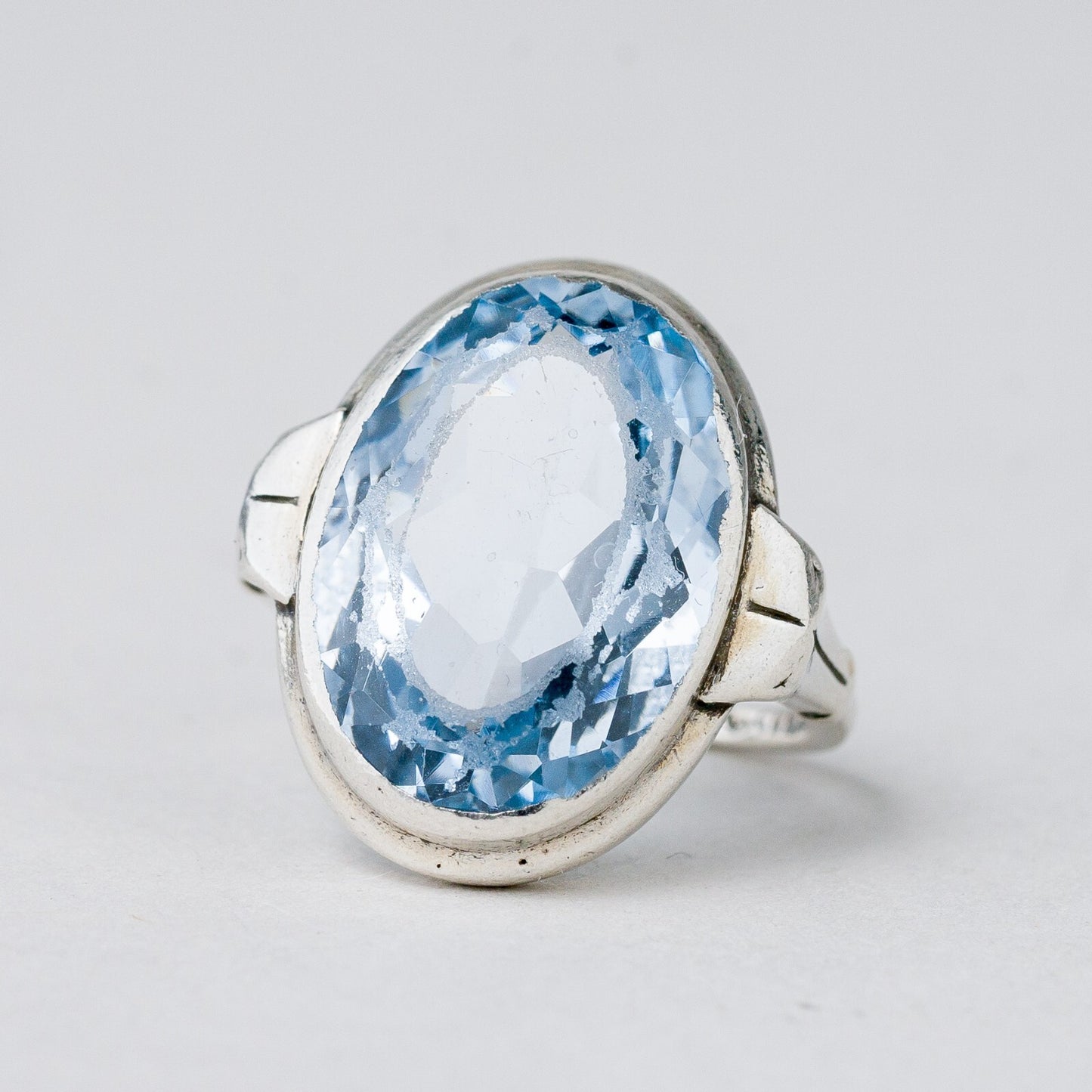 Ring Silber 835 Blauer Stein Größe 54 (17,2 mm Ø) 6,45 g6