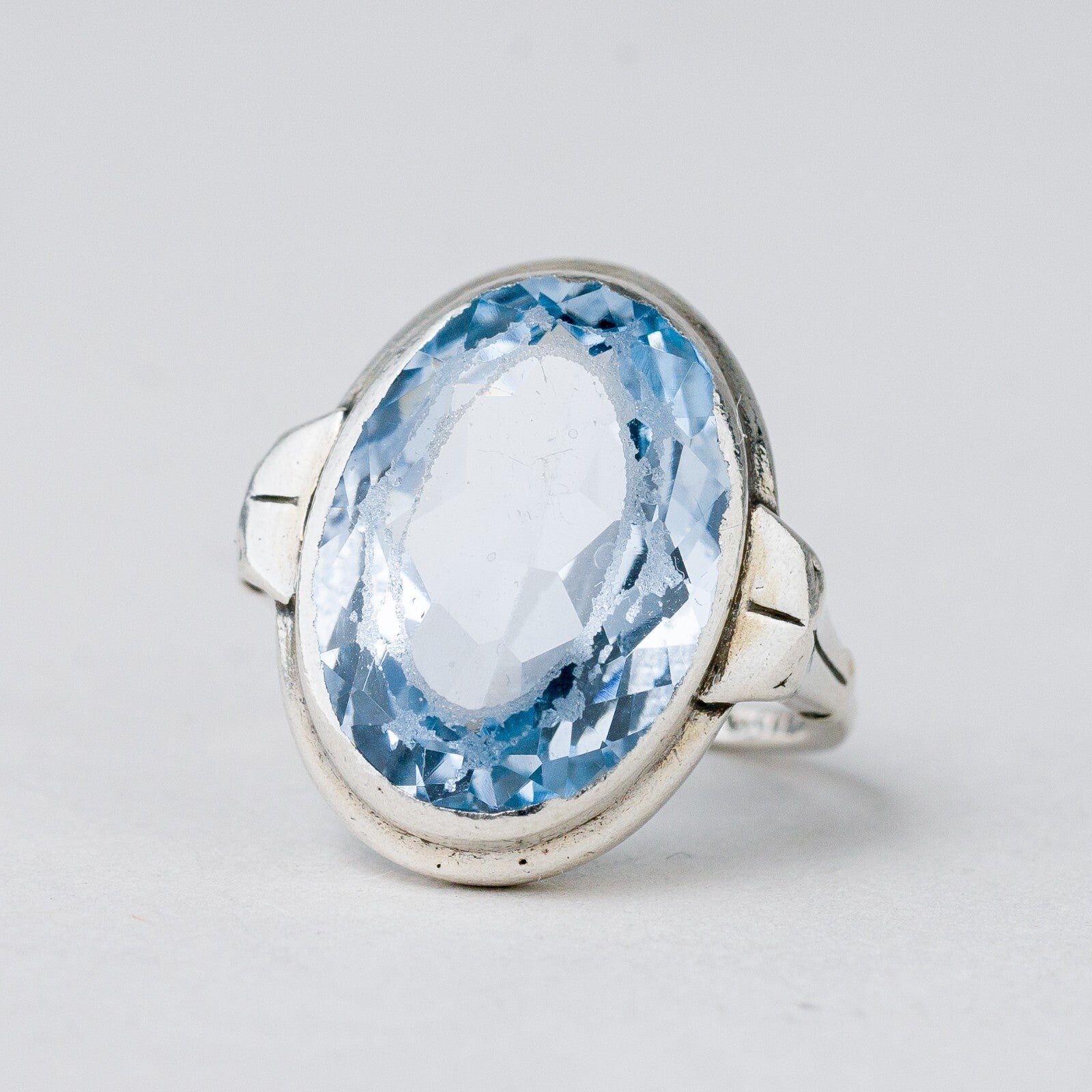 Ring Silber 835 Blauer Stein Größe 54 (17,2 mm Ø) 6,45 g6