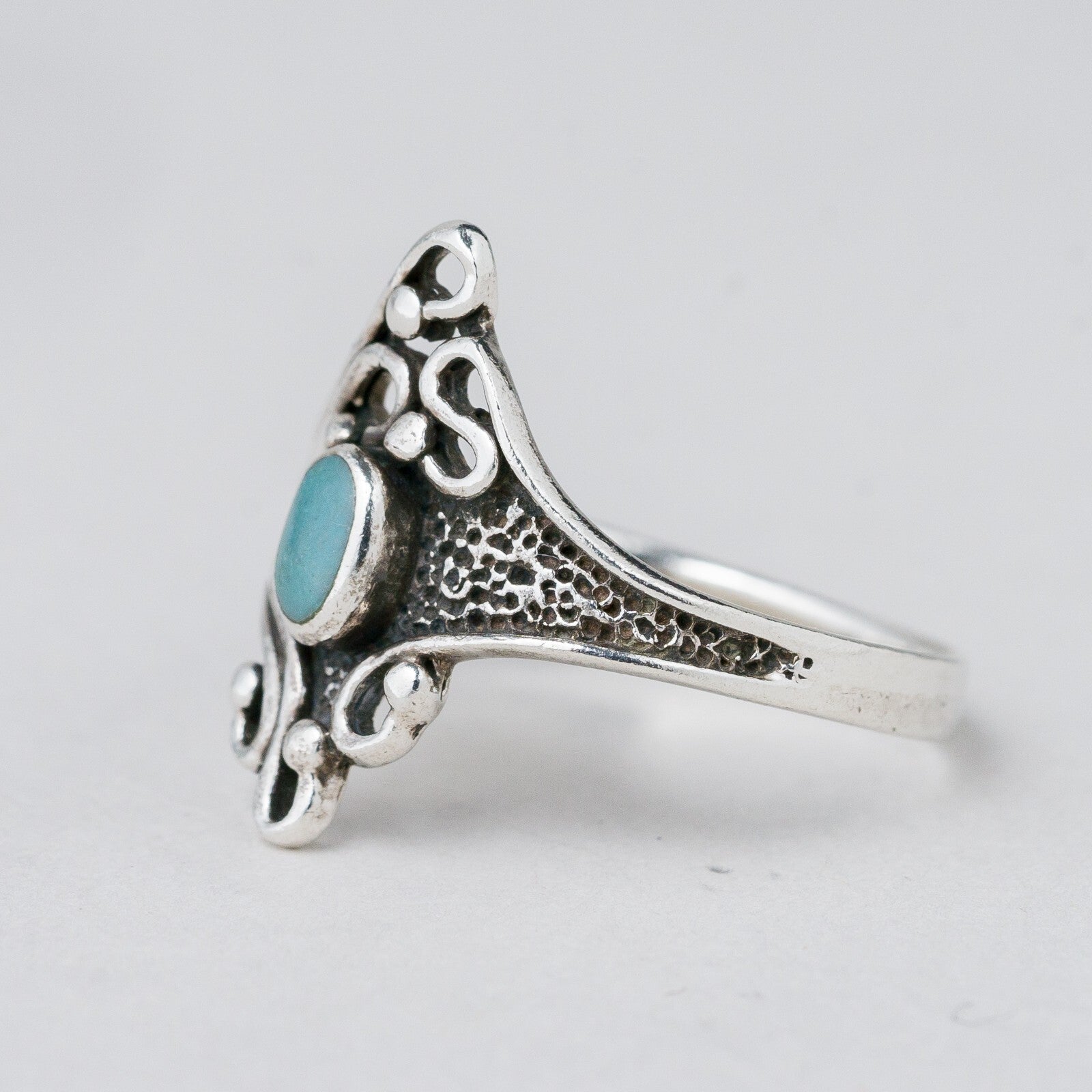 Silber Ring 925 Blauer Stein Größe 61 (19,4 mm Ø) 2,88 g5