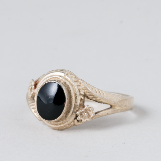 Ring Schwarzer Stein 925er Silber 2,91 g Größe 55 (17,5 mm Ø)0