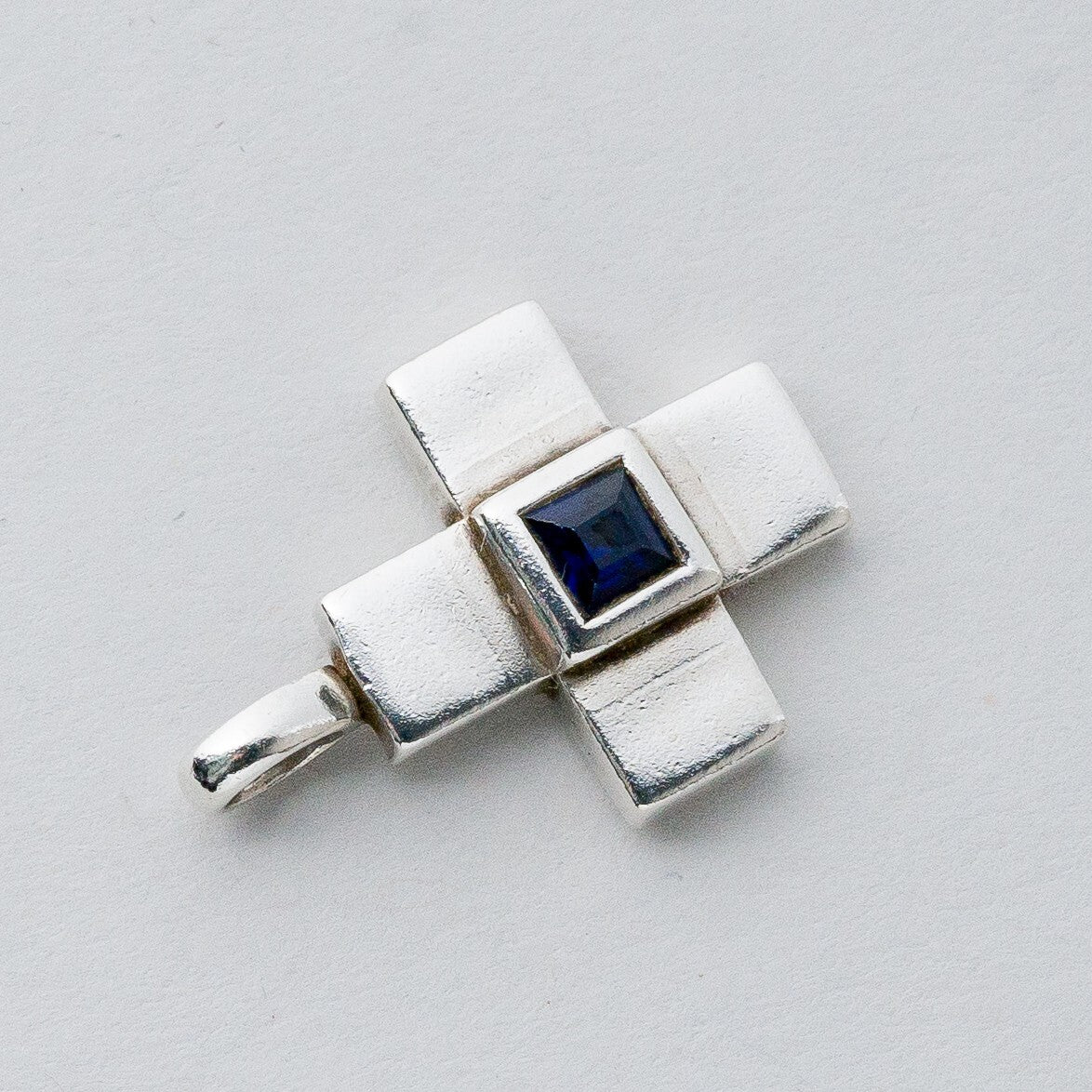 Silber Anhänger Kettenanhänger 925 Kreuz Blauer Stein 4,74 g2