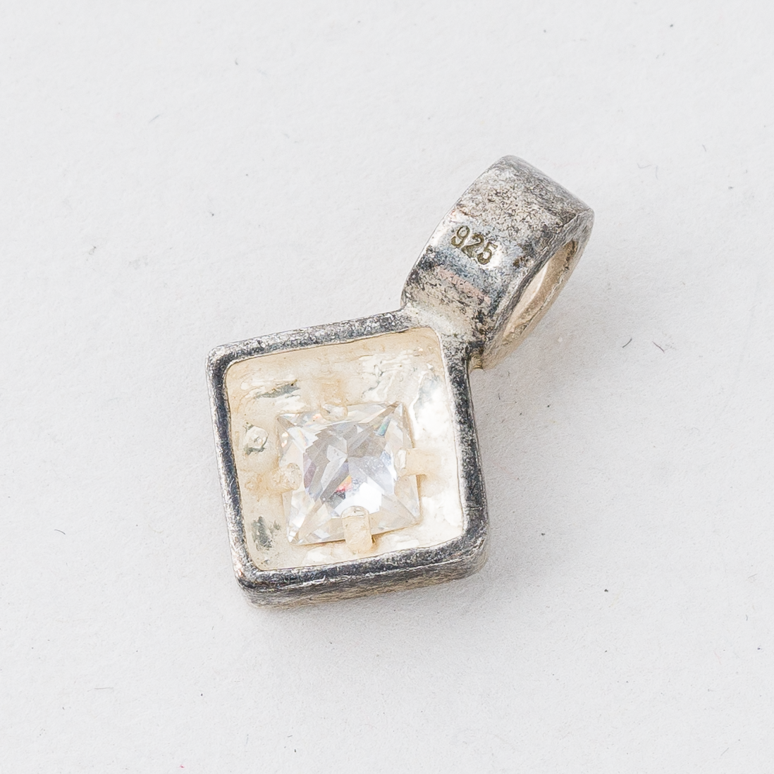 Anhänger Weißer Stein 925er Silber 2,39 g 2 cm1