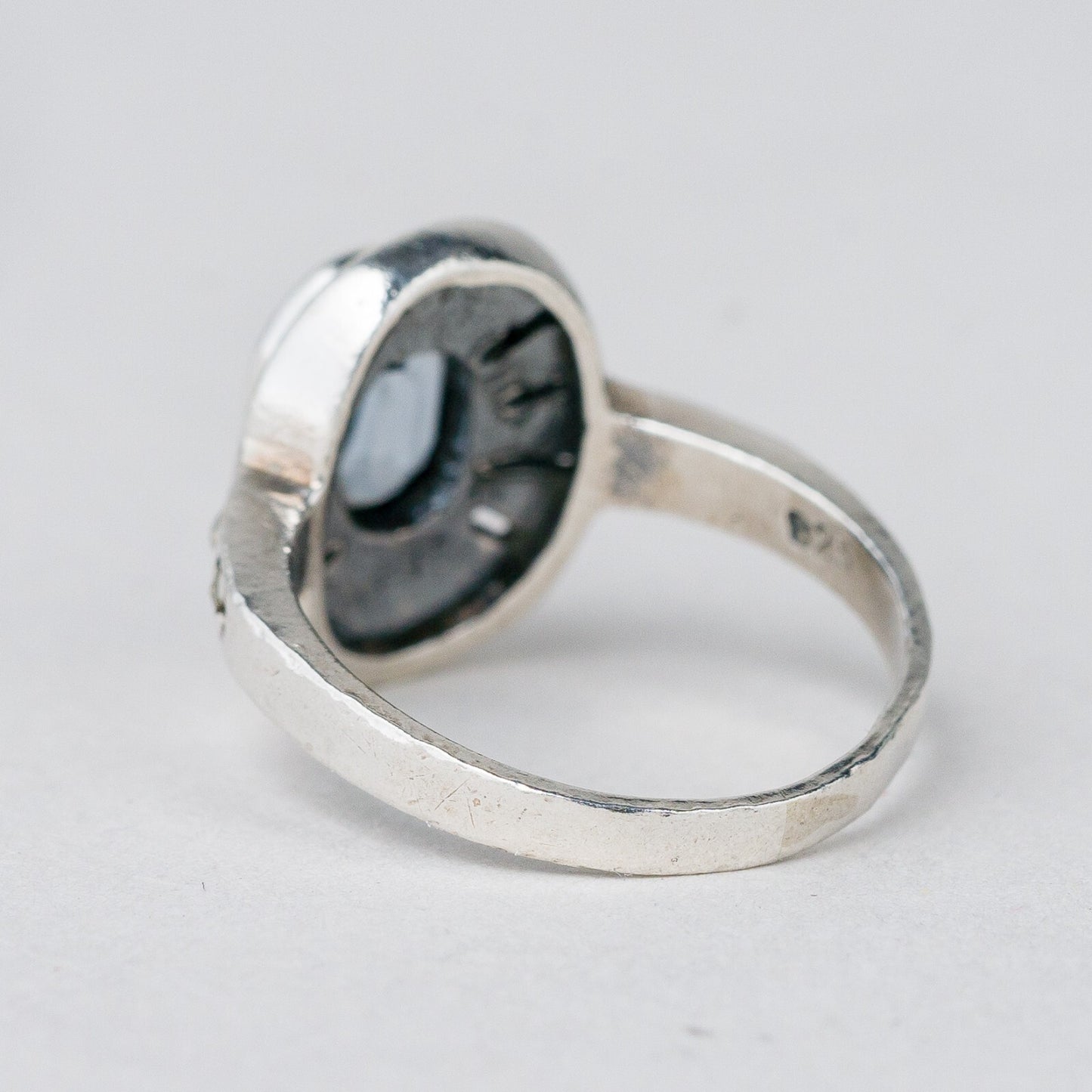 Silber Ring 925 Blauer Stein Größe 48 (15,3 mm Ø) 3,44 g4