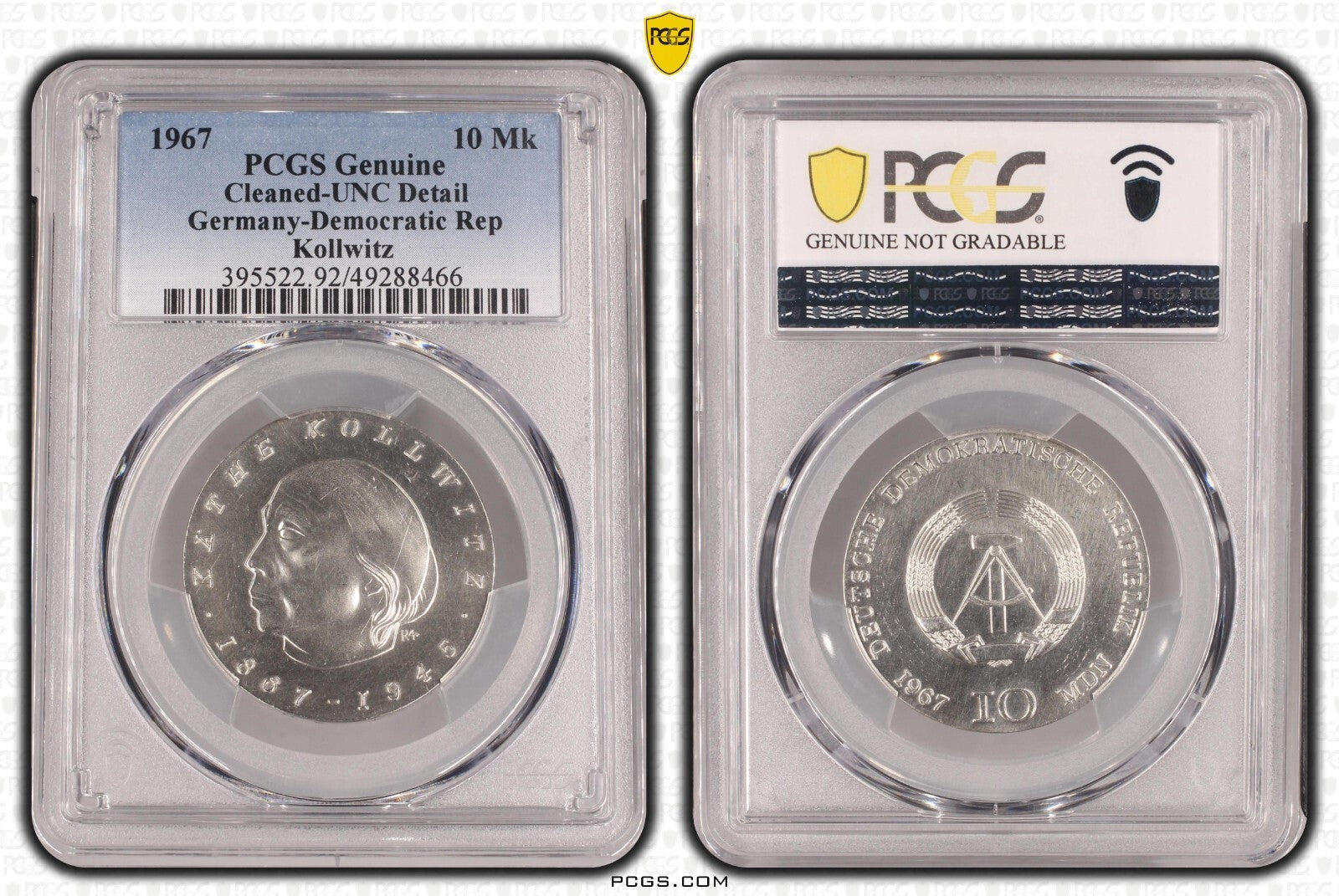 10 Mark DDR 1967 Kollwitz PCGS UNC Detail0