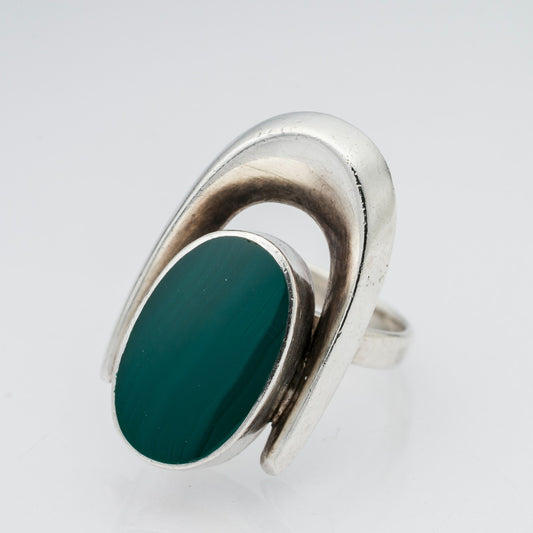 Silberring Grüner Stein 925er Silber 6,22 g Größe 52 (16,5 mm Ø)0