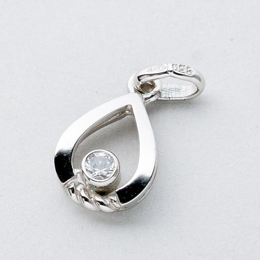 Silber Anhänger Kettenanhänger 830 Weißer Stein 0,8 g0