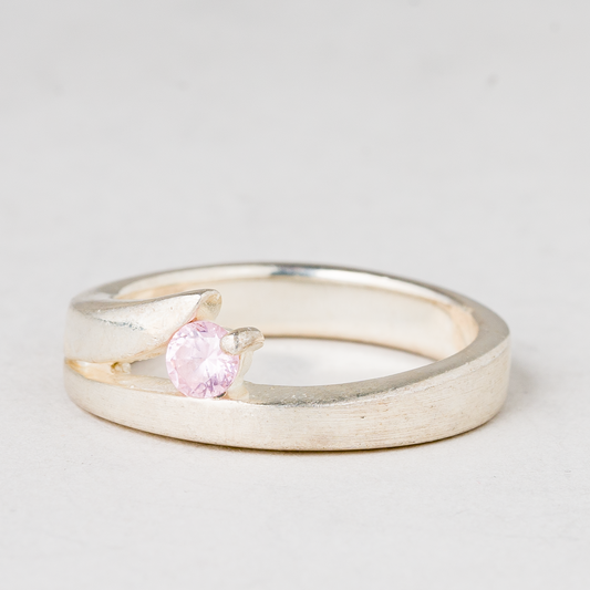 Ring Rosa Stein 925er Silber 6,57 g Größe 59 (18,8 mm Ø)0