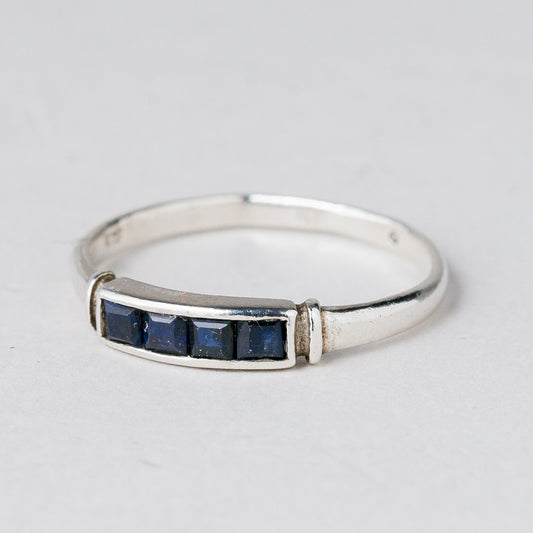Silber Ring 925 Blaue Steine Größe 53 (16,8 mm Ø) 1,15 g0