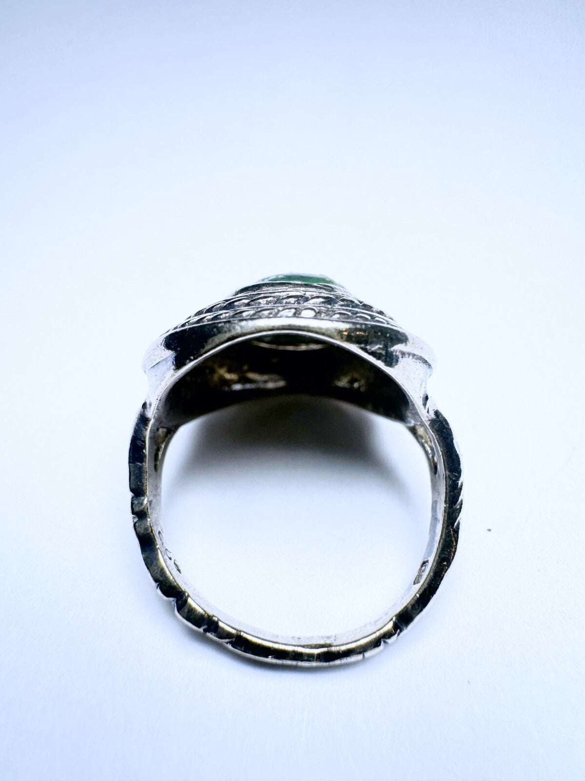 Ring 925er Silber Größe 50 Grüner Cabochon 6,38g3