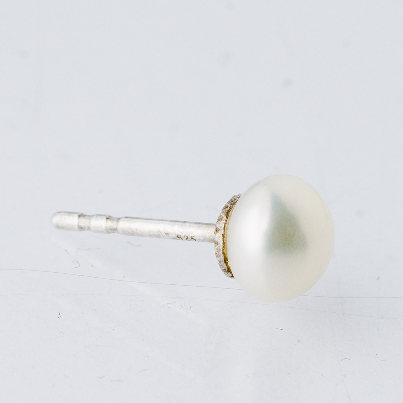 Einzelner Ohrring Ohrstecker Perle Silber 0,35 g5
