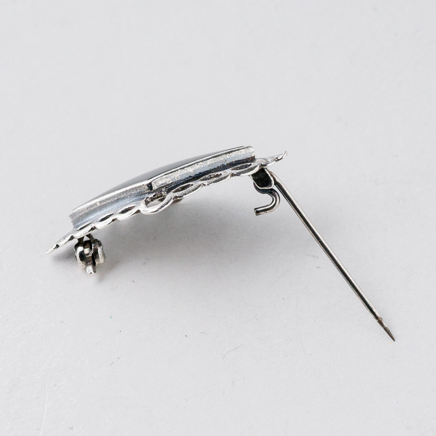 Silber Brosche 925 Schwarzer Stein 3,5 cm 4,49 g5