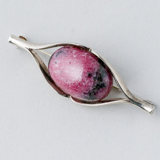 Silber Brosche Spange 925 Roter Stein 13,31 g0