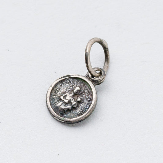 Anhänger Silber Miniatur Medaille Jesus und Maria 1,4 cm 0,5 g0