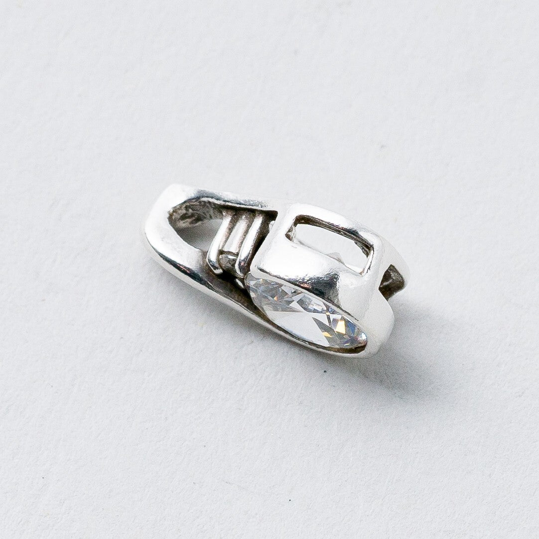 Silber Anhänger Weiße Steine 1,3 cm 1,26 g3