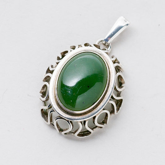 Silber Anhänger Kettenanhänger 835 Grüner Stein 8,22 g0